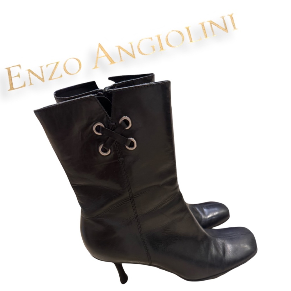 Enzo Angiolini black leather ankle boots EUC